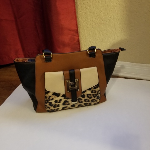 Leopard print satchel purse|Large - Picture 2 of 4